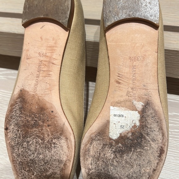 Manolo Blahnik linen and python flats - Picture 4 of 6